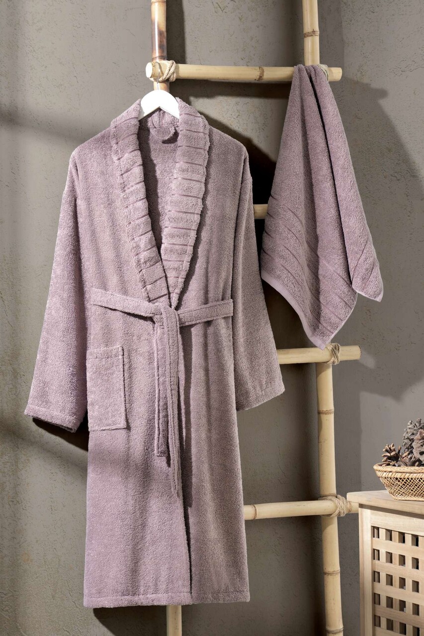 Set halat si prosop de baie L'essentiel Maison Carla Mov pruna