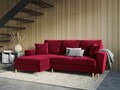 Coltar extensibil stanga 4 locuri, Moghan, Micadoni Home, GL, 241x145x88 cm, catifea, rosu