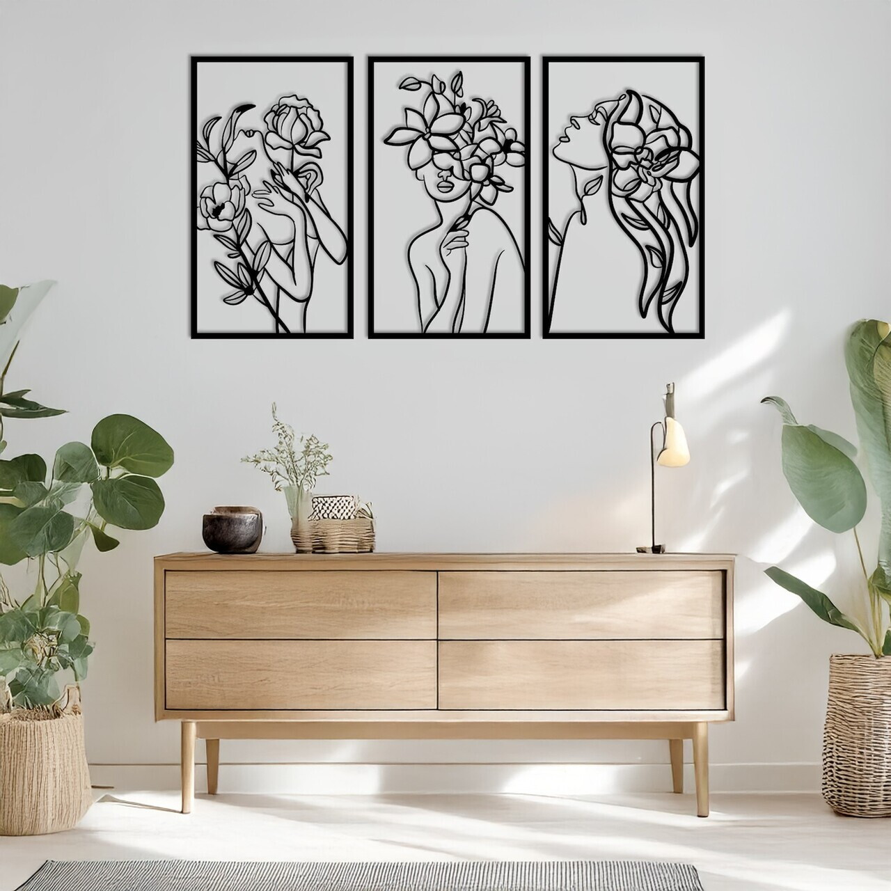 Set de accesorii decorative de perete din metal, DCV-1102-MT, Dimensiune: 30 x 50 cm (3 bucăți), Negru — imaginea 3