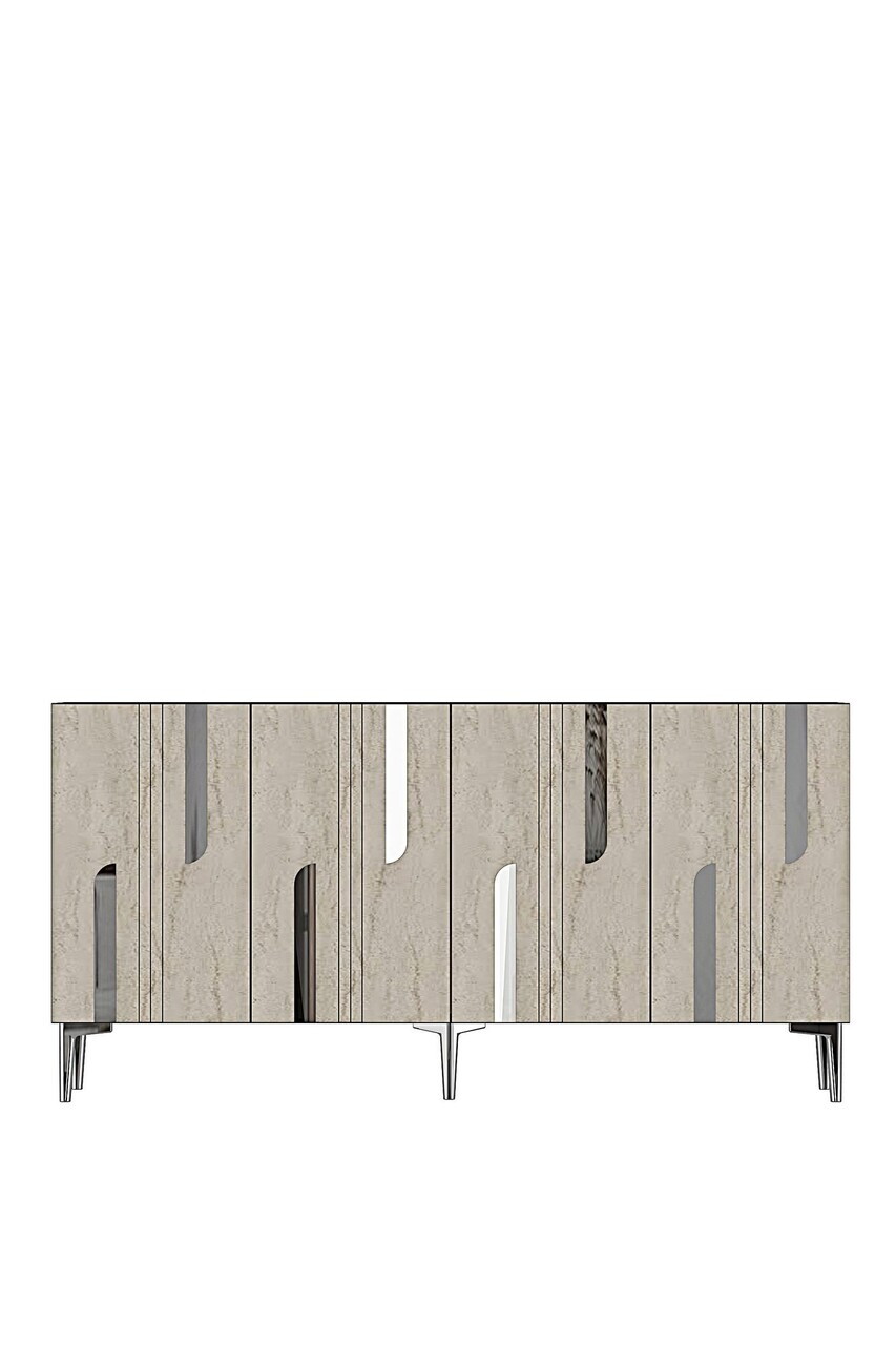 Consola, Hanah Home, Nota 150, 150x75x32 cm, Antracit / Travertin / Argint — imaginea 5