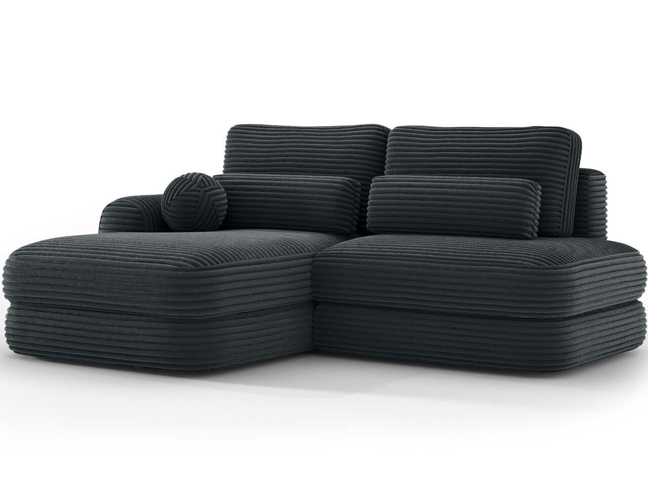 Coltar extensibil stanga 3 locuri ELTAP, Ripeli, 217x175x96 cm, lemn/catifea din poliester, verde inchis — imaginea 5