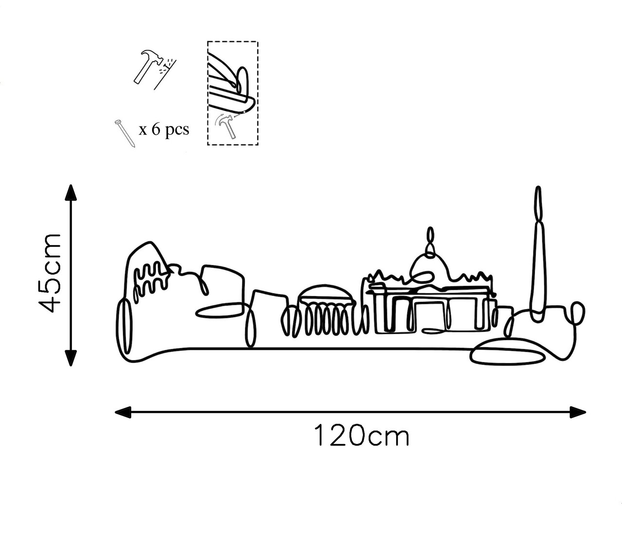 Decoratiune de perete, City, Grosime: 2 mm, Negru - imagine 7