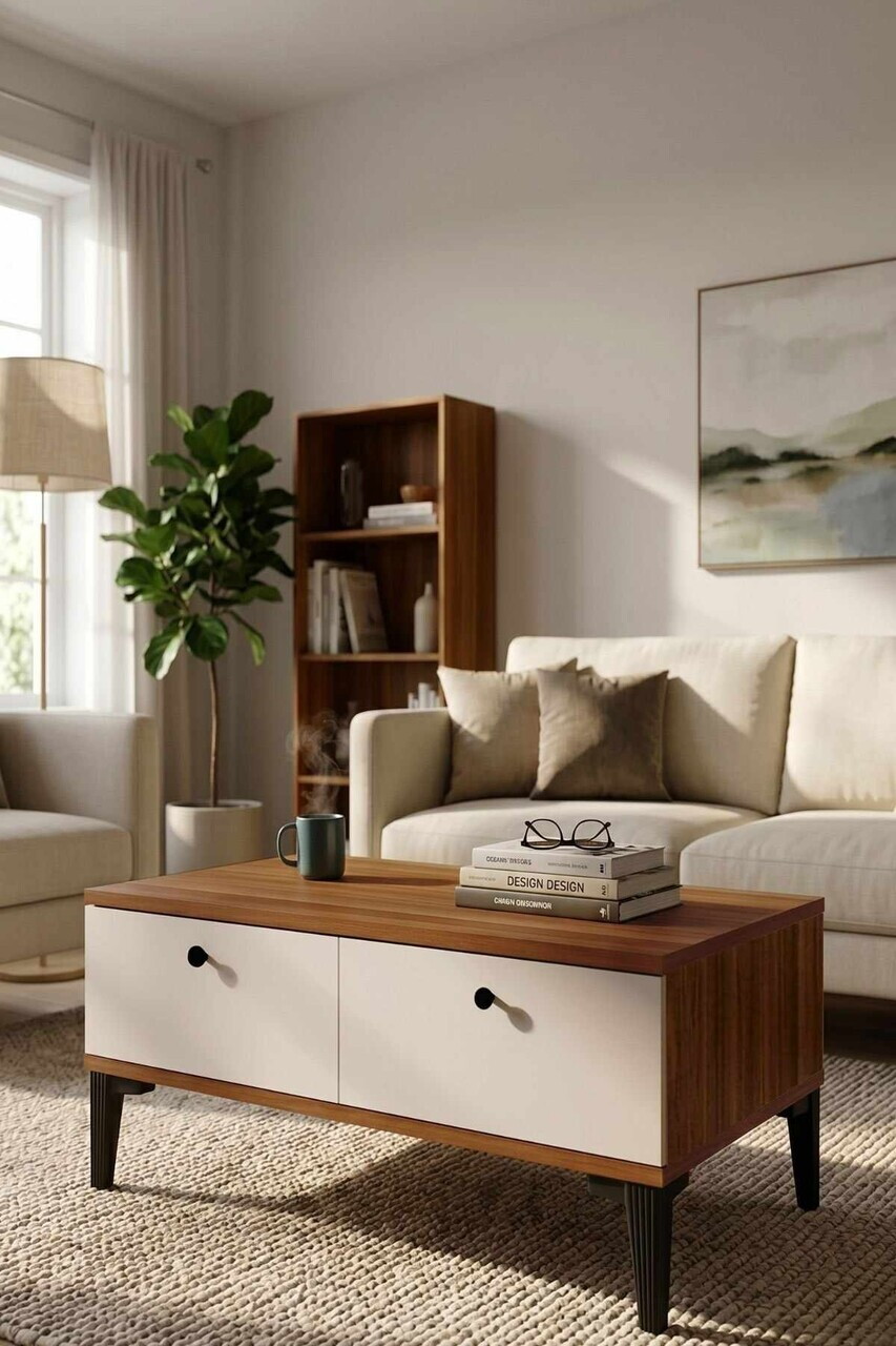 Masuta de cafea, Hanah Home, Vıs2-Cka, 90x38.6x60 cm, PAL, Maro — imaginea 3