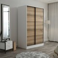 Dulap pentru haine, Minerva, Kale White Oak, 120x210x60 cm, PAL, Alb / Stejar