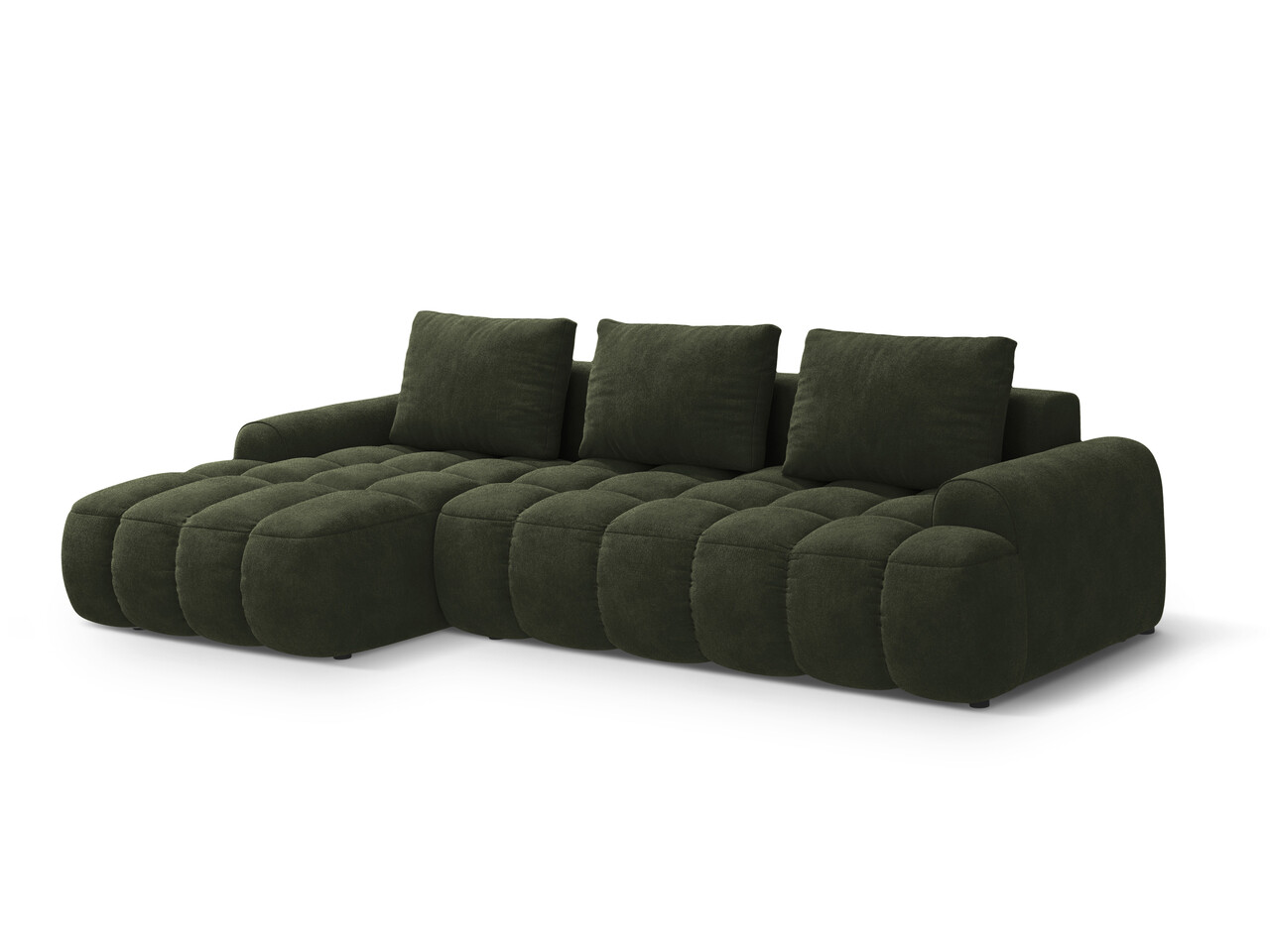 Coltar extensibil stanga 3 locuri, Linz, Cosmopolitan Design, 275x142x84 cm, catifea, verde - 1 | YEO