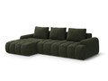 Coltar extensibil stanga 3 locuri, Linz, Cosmopolitan Design, 275x142x84 cm, catifea, verde