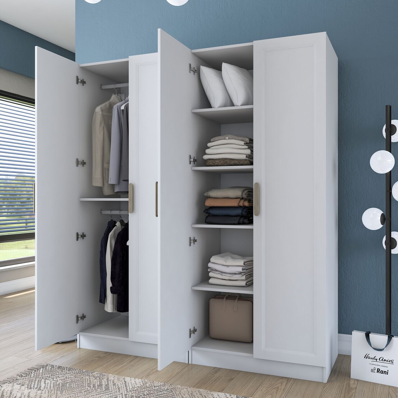 Dulap pentru haine, Hanah Home, BA208, 180x210x57.5 cm, PAL melaminat, Alb - view 3