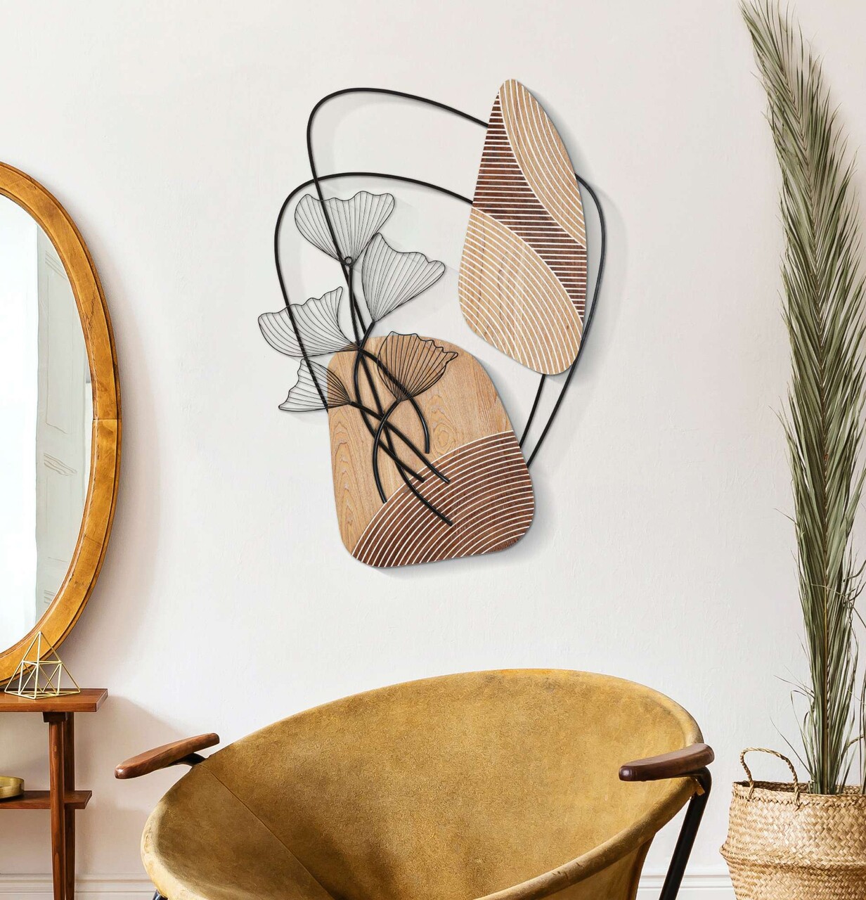 Decoratiune de perete Tali, Mauro Ferretti, 70x100 cm, fier/MDF, negru/maro - 2 | YEO
