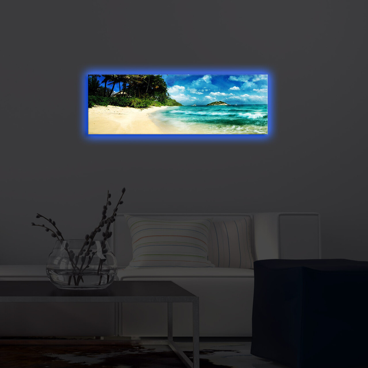 Tablou decorativ cu lumina LED, 3090DACT-69, 30 x 90 cm, Multicolor - view 3
