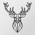 Decoratiune de perete, Deer Metal Decor 2, metal, 60 x 65 cm, negru