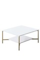 Masuta de cafea, Bexley, Gold Line, 80x80x40 cm, PAL, Alb/Negru