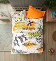 Lenjerie de pat pentru o persoana Young, Graffiti - Orange, Cotton Box, Bumbac Ranforce