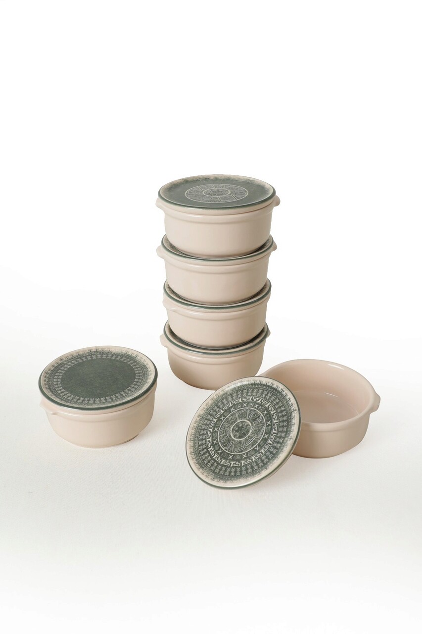 Set recipiente depozitare, Keramika, 275KRM1871, Ceramica , Nu absoarbe apa, Crem - 2 | YEO