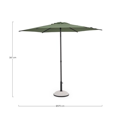 Umbrela pentru gradina / terasa Samba, Bizzotto, Ø 270 cm, stalp Ø 38 mm, otel/poliester, verde oliv