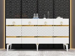 150x79x40 cm, Alb;Auriu