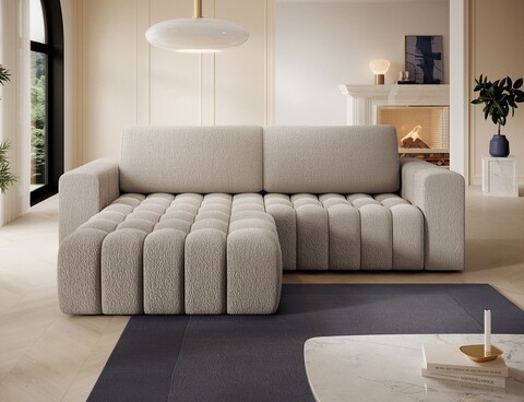 Coltar extensibil stanga 4 locuri ELTAP, Bon-225, Bonett, 250x175x92 cm, lemn/poliester, bej inchis