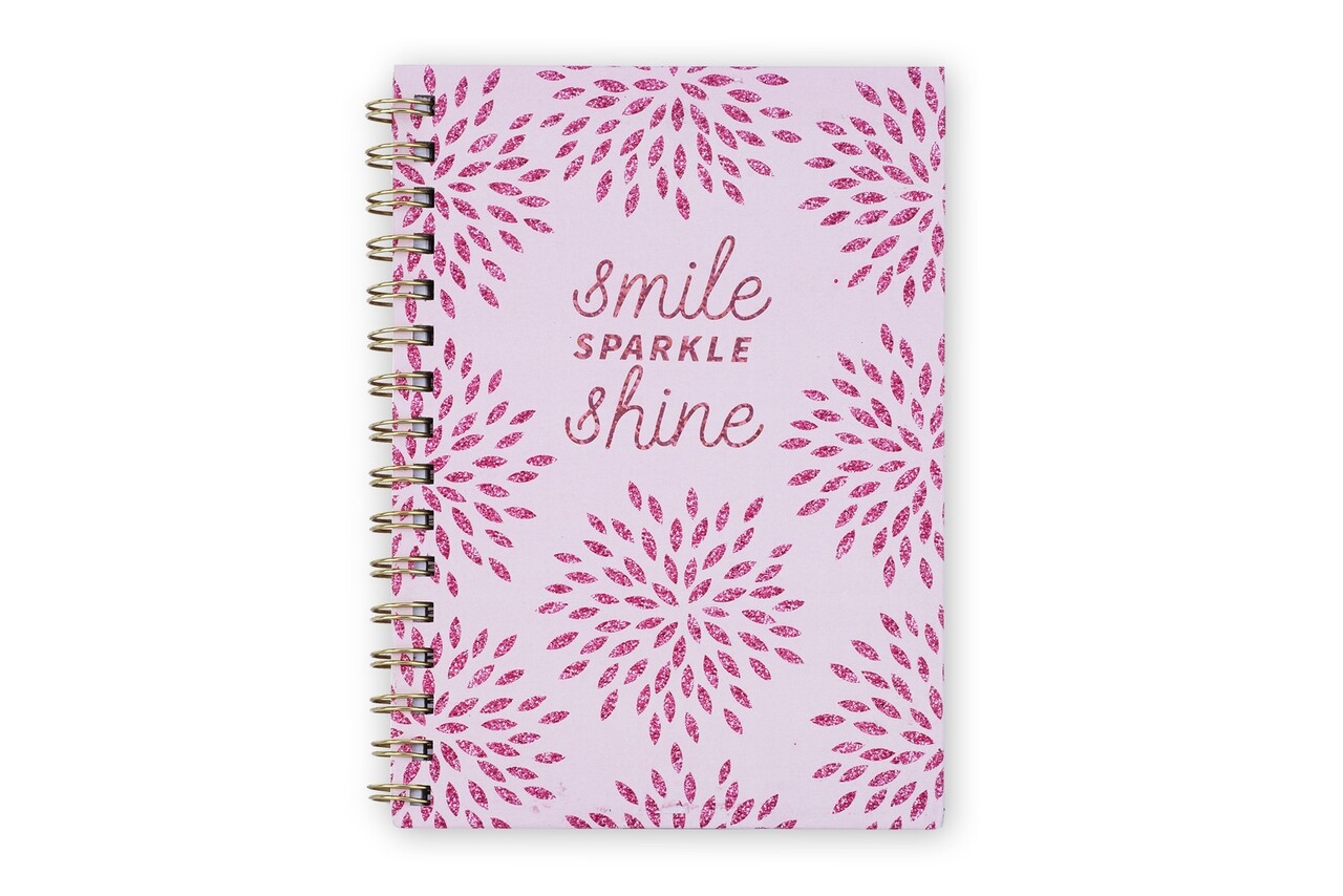 Carnet Cu Spirala, Smile Sparkle Shine, Tri-Coastal Design, 18 X 21.5 Cm, Roz/auriu