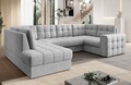 Coltar extensibil stanga 5 locuri ELTAP, LT-84MO, Blewett, 299x198x82 cm, lemn/poliester, gri deschis