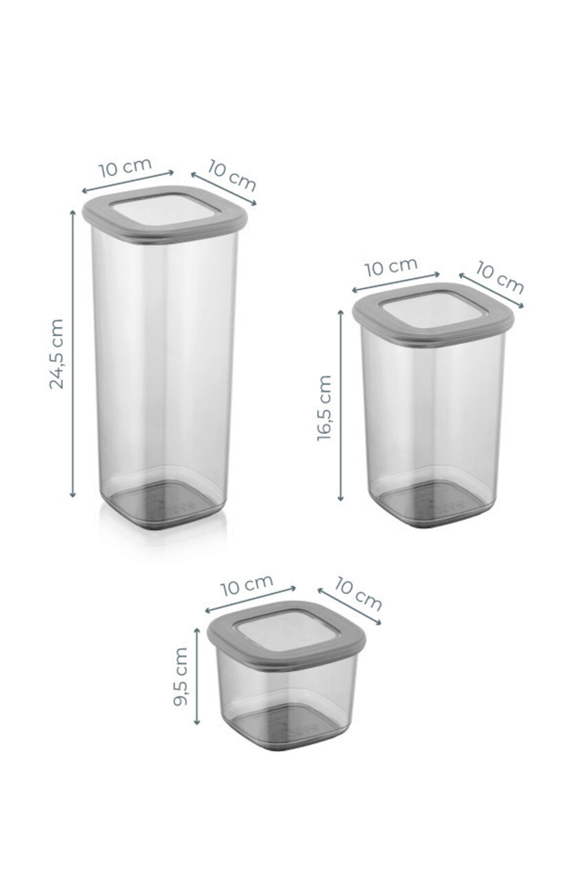 Set recipiente depozitare, Hermia, 964FRM1108, Dimensiune: 10 x 10 x 16,5 cm / 1200 ml (3 bucăți), Antracit - view 2