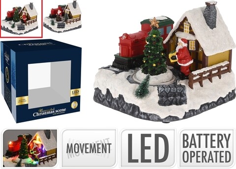 Decoratiune luminoasa santa w gift, 14.5x16.5x14 cm, poliston, multicolor