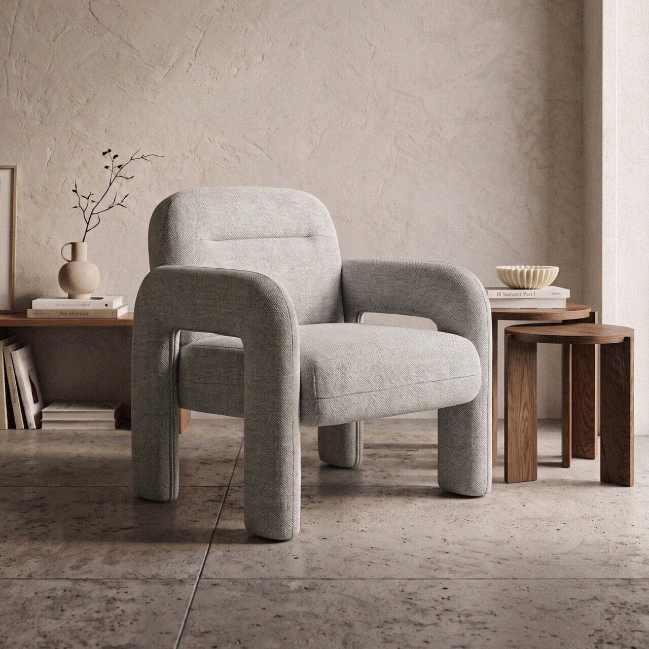 Fotoliu Alviro, Homla, 78x76x81 cm, MDF/poliester, albastru deschis