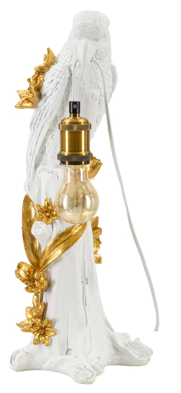 Lampa de masa Parrot, Mauro Ferretti, 1 x E27, 40W, 20x20x50.5 cm, fier/poliester, auriu/alb
