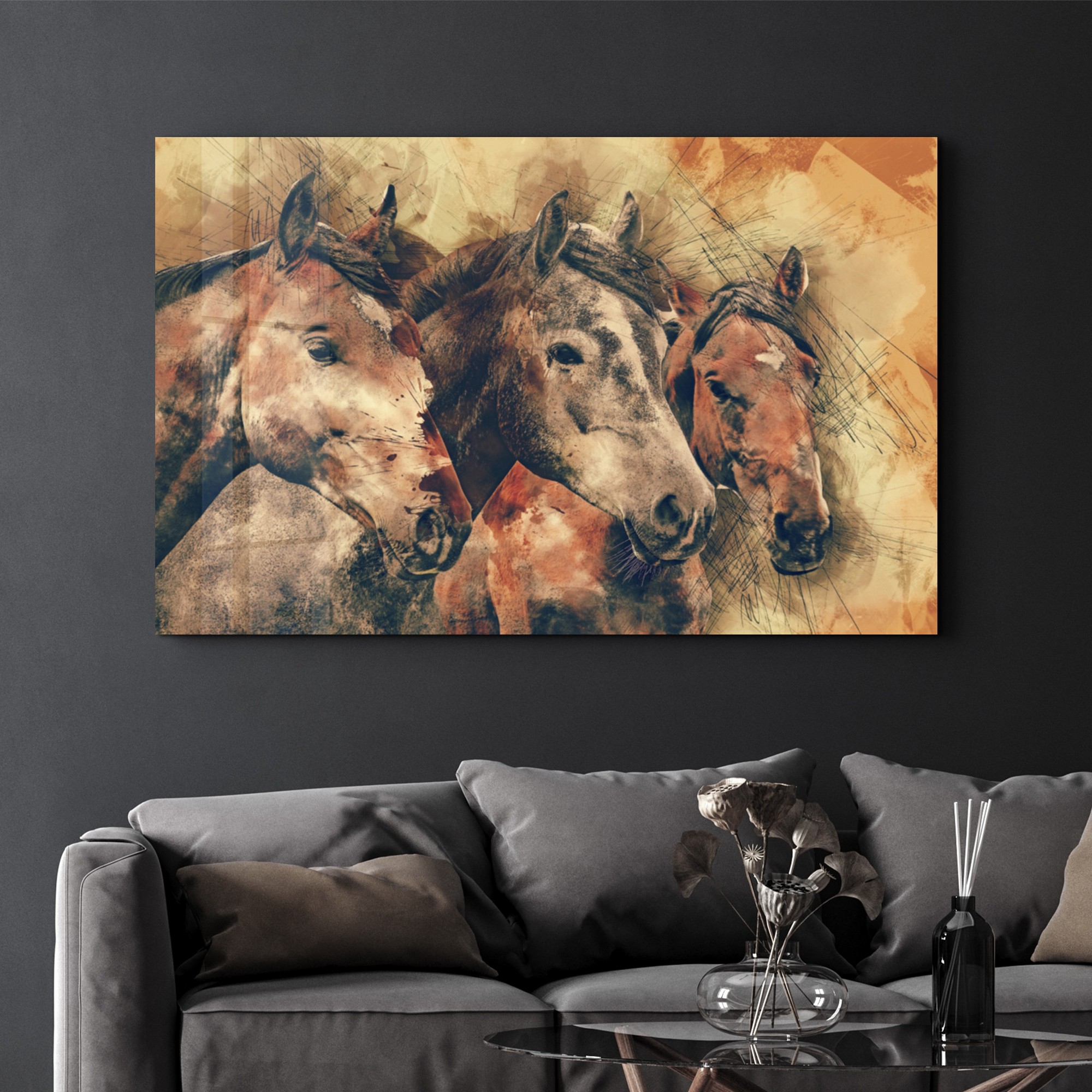 Tablou decorativ, OGLS-3064, Dimensiuni: 46 x 72 cm, Multicolor