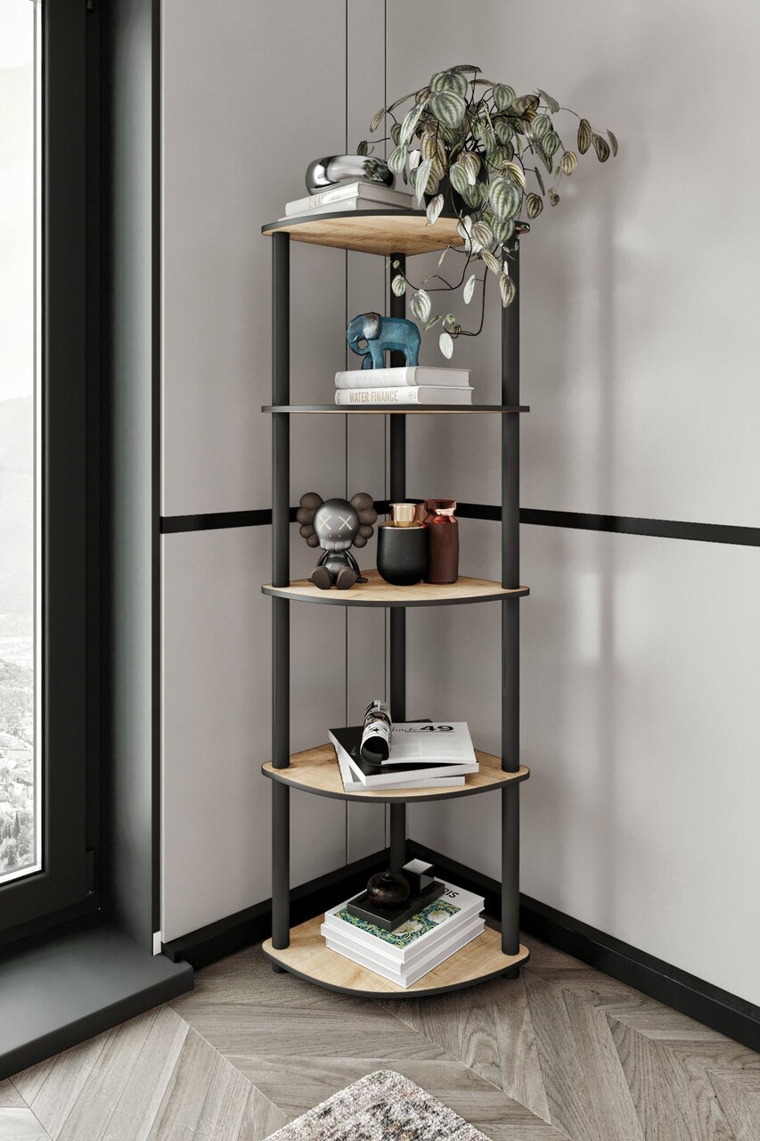 Corp biblioteca, Poter, Bookcase 5 Corner, 34x139x34 cm, Stejar - 1 | YEO