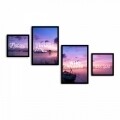 Set 4 tablouri decorative, Alpha Wall, Wander, 30x30/35x50 cm