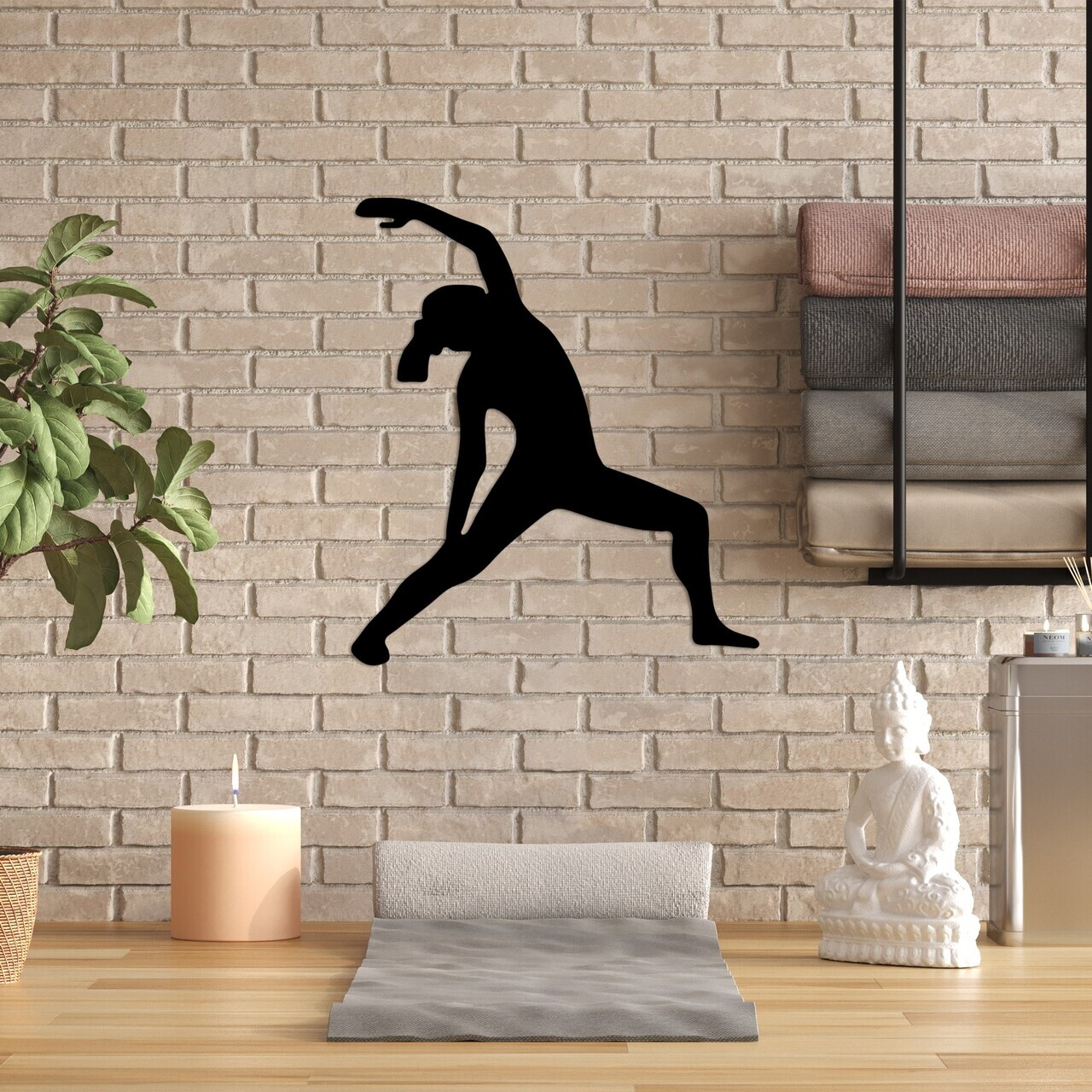 Decoratiune de perete, Yoga 5, Dimensiuni: 48 x 55 cm, Negru