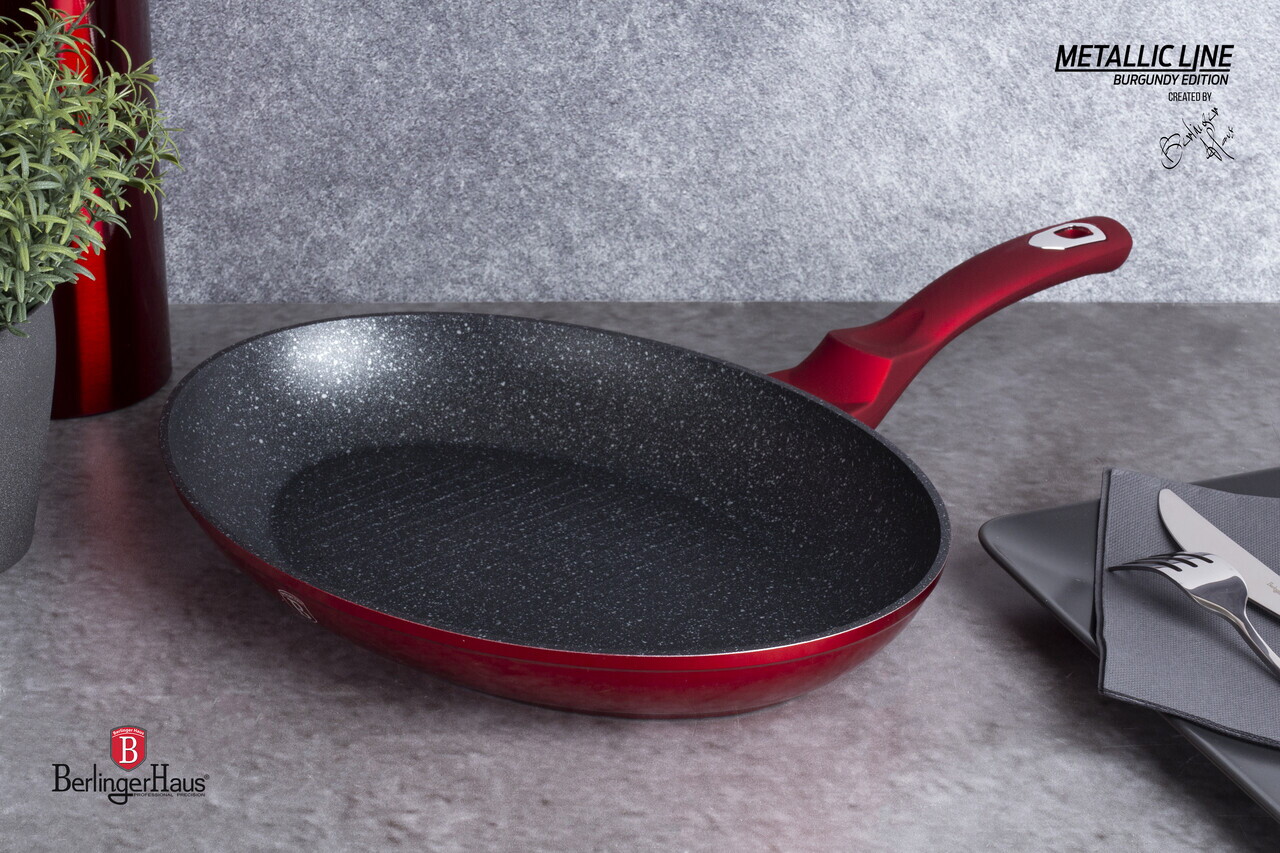 Tigaie pentru peste Berlinger Haus, Burgundy, 35 cm, aluminiu forjat, rosu - imagine 10
