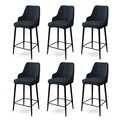 Set scaune de bar 6 piese, Charlotte, Enox, Metal, Antracit / Negru