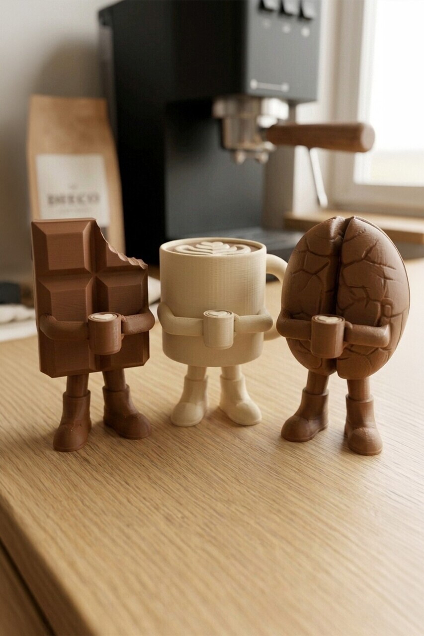 Set suporturi lumanari, Latte Art, Bioplastic, Maro / Crem — imaginea 3