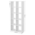 Biblioteca cu 10 compartimente, Scandinavian Style, Vasagle, 65.5x30x161.5 cm, PAL, alb cloud
