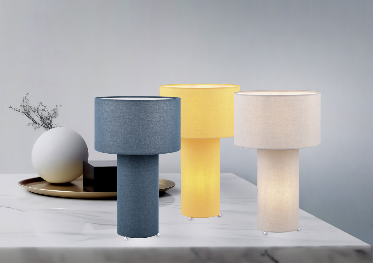 Lampa de masa Bale, TRIO, 24x40 cm, 10W, 2x E27, textil, portocaliu