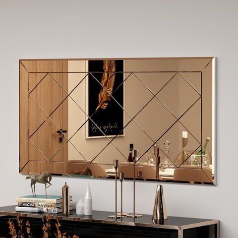 Oglinda decorativa, Siam, Zeora, 60x120x2.2 cm, MDF , Bronz