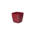 Ghiveci cu farfurie Toscana patrat, 13x13 cm, rosu metalic