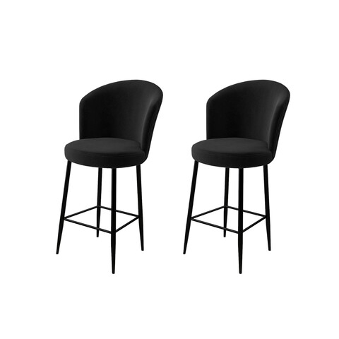 Set scaun de bar (2 bucăți), Charlotte, Fora, Metal, Negru