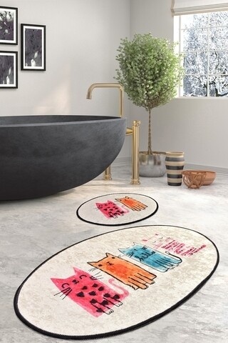 Set 2 covorase de baie Baby Cats, Chilai, 50×60 cm/60×100 cm, multicolor Covoare