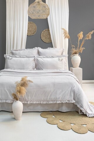 Set cuvertura de pat dubla 3 piese, Fiorella - Light Grey, Şaheser, 70% bumbac/30% poliester