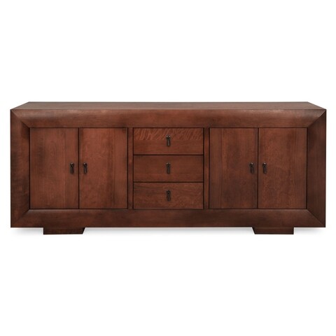 Bufet cu 4 usi si 3 sertare, luvru, l.200 l.50 h.83, mdf/pal/furnir de fag, maro
