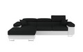 Coltar extensibil stanga 4 locuri ELTAP, Armd-19, Armando, 289x203x85 cm, lemn/poliester, negru/alb
