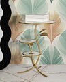Masuta de cafea Leaf, Mauro Ferretti, 54x69.5 cm, fier/sticla, auriu