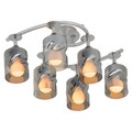Plafoniera, Evea, L.55 l.38 H.26 cm, 6 x E27, 60W, metal/sticla, argintiu/alb