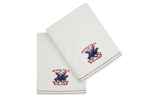 Set 2 prosoape de baie, Beverly Hills Polo Club, 401, 70×140 cm, 100% bumbac, alb Beverly Hills Polo Club