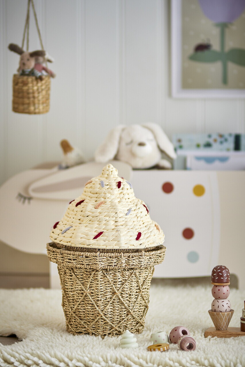 Cos cu capac, Bloomingville, Cillie, 28x41 cm, iarba de mare impletita/otel, natural - imagine 6