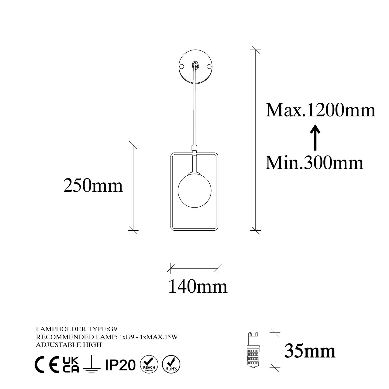 Aplica de perete, Fulgor, 942FLG2102, Metal, Alb/Negru