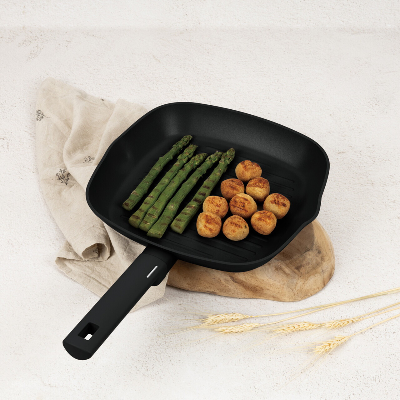 Tigaie grill Berlinger Haus, Matte Black, 28 cm, 2.1 L, aluminiu forjat, negru - imagine 4