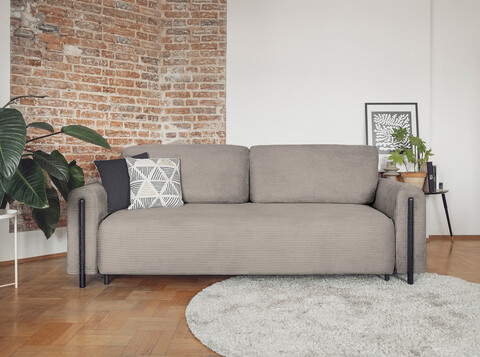 Canapea extensibila 3 locuri, ELTAP, SO-ARC-BL-20JAR, Arcadova, 244x97x97 cm, lemn/poliester, bej inchis/negru