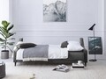 Canapea extensibila, Freesia, Mazzini Sofas, 3 locuri, cu lada de depozitare, 215x94x90 cm, catifea, gri deschis